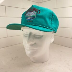 Vintage Crystal Creek Lodge Alaska" Rope Hat Trucker Teal Fishing Cap